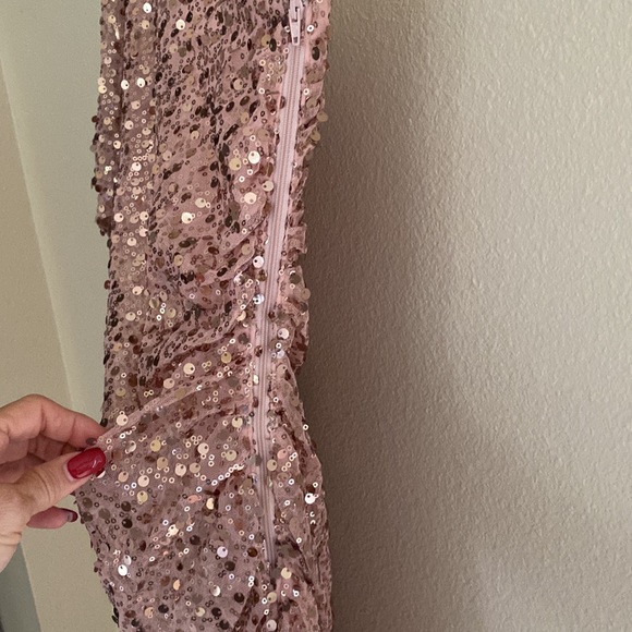 🚨PRICE DROP🚨 Jodi Kristopher Blush Sequined Cocktail Dress Size 1 EUC - Picture 3 of 7